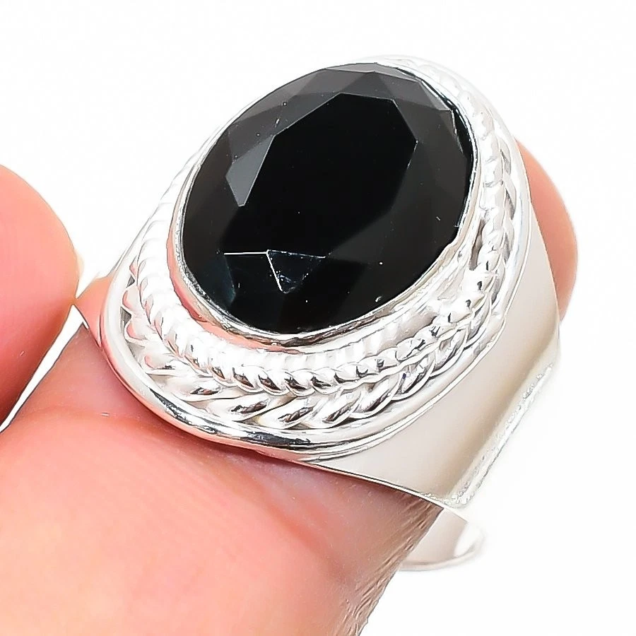 Ювелирные изделия из серебра 925 пробы с черной шпинелью кольцо всех размеров в подарок - Изображение 1 из 1
