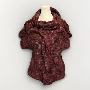 Suéter Adam Lippes Para Mujer Talla Mediana Capucha Cuello Borgoña Cable Tejido Moteado - Imagen 1 de 10