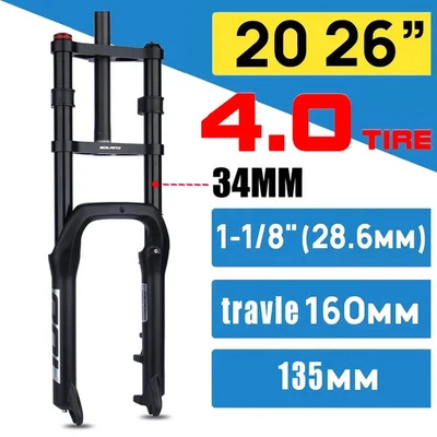 Double Shoulder Mtb Suspension Front Fork 20er 26er Snow Bike Electric Bike Fork - Image 1 of 4