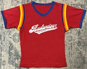 Camiseta vintage años 70 Budweiser Ringer años 70 ajustada papel fina puntada única M - Imagen 1 de 7