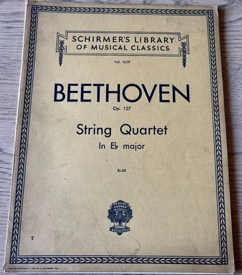BEETHOVEN STRING QUARTET E FLAT MAJOR OP 127 SHEET MUSIC BOOK (1939) ALL PARTS - Image 1 of 3