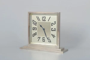Art Deco silver-plated mantel clock on a rectangular base. Sweden, 1930s - Picture 1 of 5