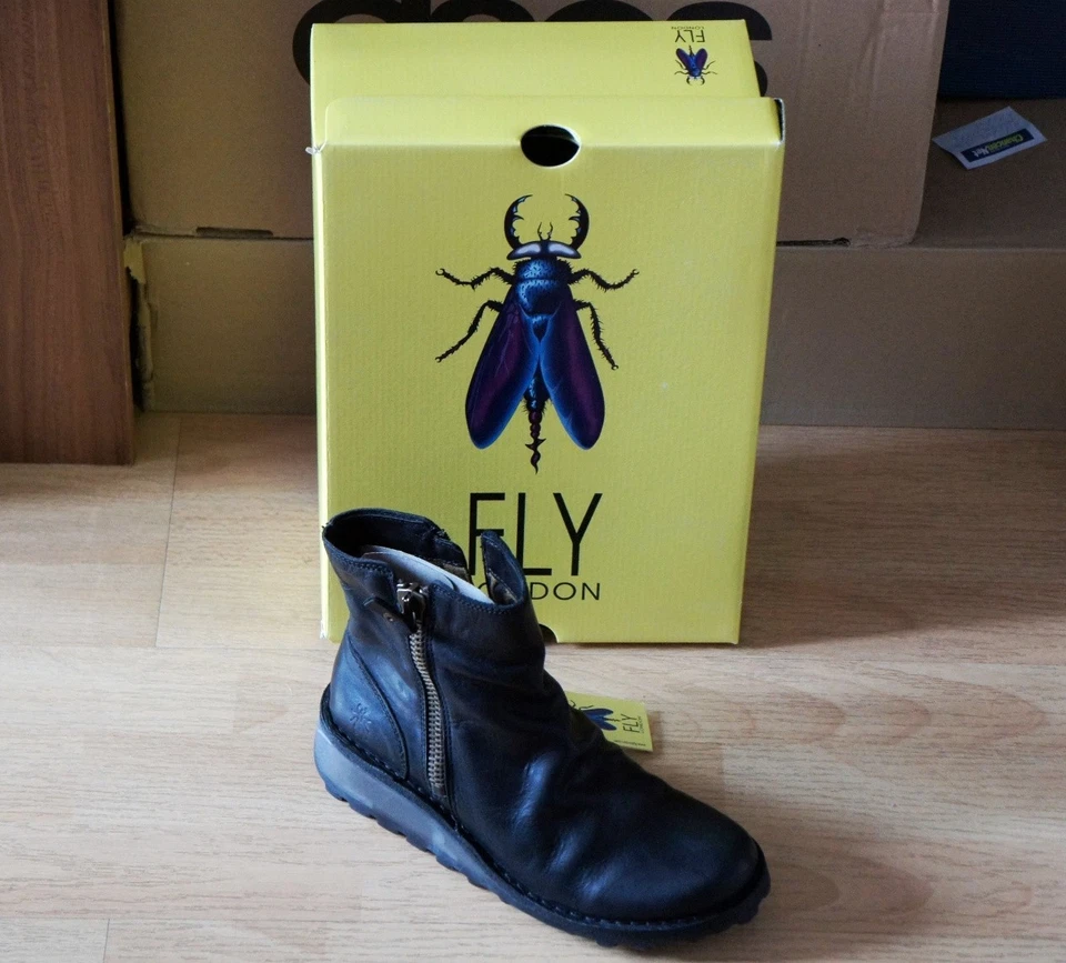 Botín FLY London cuero auténtico cremallera NUEVO talla 38 - Imagen 1 de 4