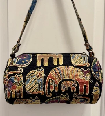 Bolso de Hombro Cartera Barril Tapiz Gatos Laurel Burch De Colección Fantásticos Felinos Foto 1 de 4