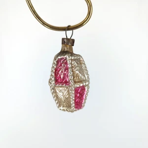 Vintage antike holprige geprägte Glas Laterne Feder Baumschmuck Tschechoslowien - Bild 1 von 9