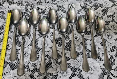 LOT OF 10 ECKO ETERNA JAPAN STAINLESS STEEL BASTILLE "7 3/8"OVAL SOUP SPOONS🍲🥄 - Image 1 of 4