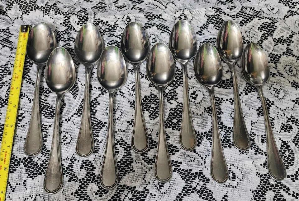 LOT OF 10 ECKO ETERNA JAPAN STAINLESS STEEL BASTILLE "7 3/8"OVAL SOUP SPOONS🍲🥄 - Image 1 of 4