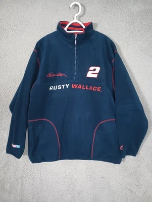 Camiseta Pulôver Rusty Wallace CHASE 1/4 Zíper Lã Média Azul Nascar Racing #2 - Imagem 1 de 4