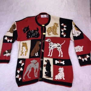 Vintage Design Options I Love Dogs Button Up Cardigan Sweater Women’s XL - Picture 1 of 7
