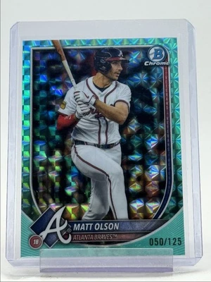 REFRACTOR GEOMÉTRICO AQUA MATT OLSON 2025 BOWMAN CROMO VETERANOS/125 Q5451 Foto 1 de 2