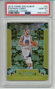 2015 PANINI EXCALIBUR CRUSADE CAMO #32 STEPHEN CURRY WARRIORS PSA 10 LOW POP - Picture 1 of 2