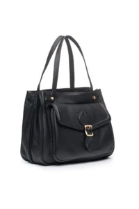 Bolso de Mano Annabel Ingall Dominic Cuero Negro/Dorado Australia ~ Nuevo con Etiquetas - Imagen 1 de 7