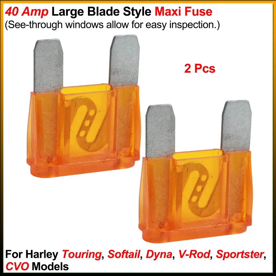 2 piezas de maxi fusible estilo hoja grande de 40 amperios para Harley Touring/Softail/Dyna/V-Rod Foto 1 de 4