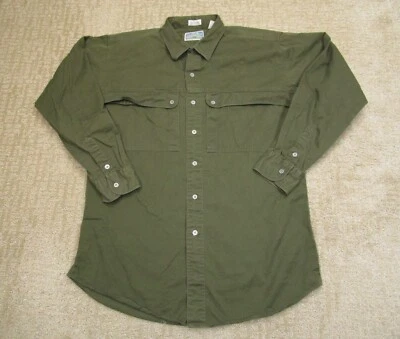 Vintage Neiman Marcus Shirt Men Large Green Long Sleeve Outdoor Twill Utility - Image 1 of 4