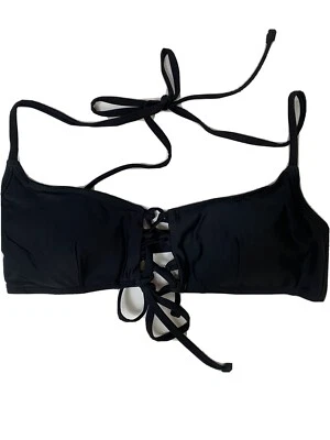 Traje de baño TOP Bikini Natación FRONTAL CORDONES Negro Nuevo con etiquetas Mediano Joe Boxer  Foto 1 de 4