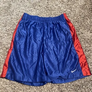 Nike Basketball Shorts Men's M Loose Fit Blue And Red Pockets Lined VTG Gray Tag - Picture 1 of 3