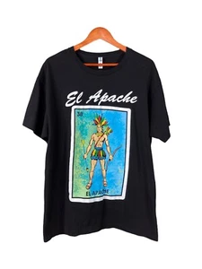 Tee Styled Size Large Black El Apache Graphic T Shirt Cotton Western Rodeo - Picture 1 of 6