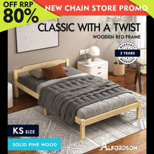 ALFORDSON Bed Frame Wooden Timber King Single Mattress Base Platform Beatrix Oak - Picture 1 of 12