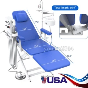 Silla Plegable Dental Portátil Recargable Luz LED Unidad Turbina de Aire Azul - Imagen 1 de 11