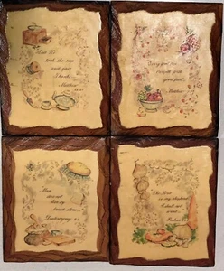 4 Wood 4.5 X 5.5” Vintage Wall Hanging Art SCRIPTURE Floral Country Home Kitchen - Picture 1 of 17