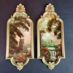 2 Ornately Framed Pastoral Paintings Art Wall Hangings Pictures Maximalist  - Picture 1 of 10