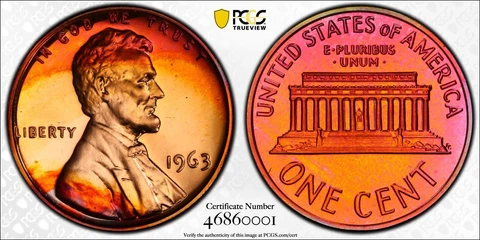 PR66RB 1963 1C Lincoln Memorial Proof Cent, PCGS Secure- Pretty Cello Toned Cover