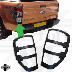 Satin Black Rear Light Covers for Ford Ranger 2012+ - Picture 1 of 5