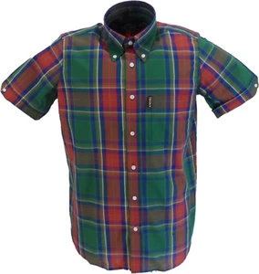 Trojan Mens Green Multi Check Short Sleeved Shirts and Pocket Square - Picture 1 of 3