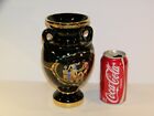 Vintage Adis Handmade Black With 24K Gold Trim Vase/Urn-Made In Greece # 0825