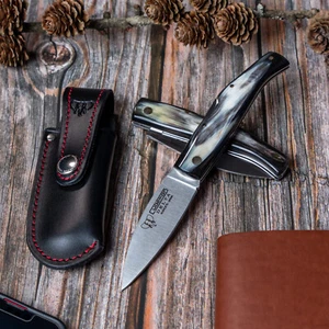 Navaja CUDEMAN Delta 344-AF Hoja 8,5 cm. Acero Mova. Mango Asta de Toro Coltello - Imagen 1 de 7
