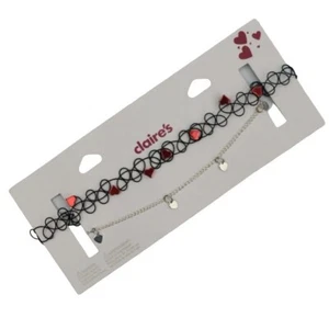 Juego de Collar Gargantilla Corazón Claires Tatuaje Gargantilla Tono Plateado Corazón Dije Gargantilla - Imagen 1 de 4