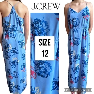 J Crew Damenkleid Maxi blau Blumenmuster V-Ausschnitt ärmellose Seitenschlitze Racerback 12 - Bild 1 von 23