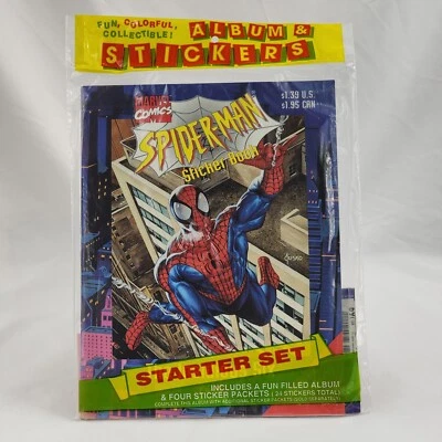 De colección 1996 Spider Man Panini Pegatinas Libro Álbum Set de Inicio con 4 Paquetes Marvel Nuevo Foto 1 de 4