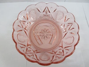 VINTAGE PINK CROWN CRYSTAL DEPRESSION GLASS BOWL - Picture 1 of 10