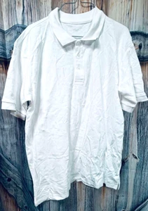 Mens Classic Fit Short Sleeve Casual Solid Cotton Pique Polo Shirt, White Size L - Picture 1 of 5
