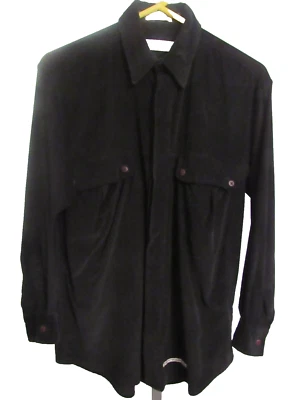 Camisa Henry Grethel micro veludo manga longa botão P/37 cm. Algodão preto - Imagem 1 de 4