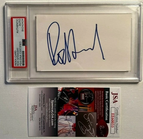 🔥 ROD STEWART SIGNED AUTOGRAPHED 3X5 SLABBED INDEX CARD PSA/DNA AND JSA COA !! Cover