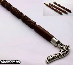 3 Fold Polyurethane Handle Walking Stick Wooden Indian Chief Walking Cane Best - Picture 1 of 3