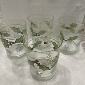 Tracy Porter Sweet Tidings Handpainted Glassware Dbl Old Fashion Rare! (4)Read !