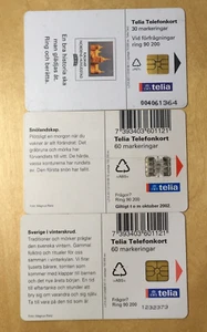 Sweden: 3 used chip phonecards (both sides' views), Nature, Lot#9 - Picture 1 of 2