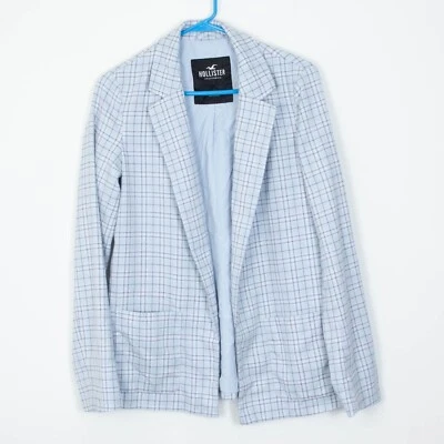 Blazer Hollister Mujer Cuadros Frente Abierto Talla S Azul Academia Carrera Oficina Foto 1 de 4