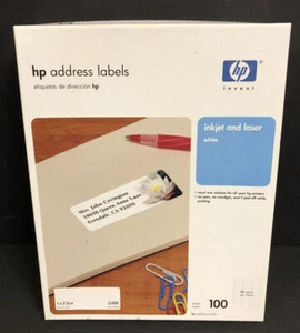 HP Address Labels 100 Sheets (3000 Labels - 1 x 2 5/8) Q2588A  Inkjet & Laser  - Picture 1 of 8