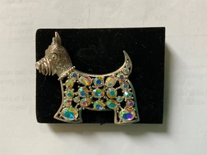 Scottie Metal Diamante Dog Brooch / West Highland Terrier Brooch. 5cm x4cm VGC - Picture 1 of 4