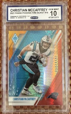 2021 Panini Phoenix Christian McCaffrey Fire Burst #18  Panthers Gem Mint 10 - Image 1 of 2