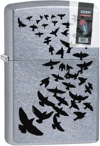 Zippo 02629 Black Birds Flying Street Chrome WindProof Lighter + FLINT PACK - Bild 1 von 1