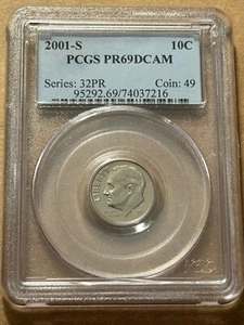 2001-S Roosevelt Dime PCGS PR69DCAM - Picture 1 of 2