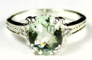 925 Sterling Silver Ladies Ring, Green Amethyst, SR136