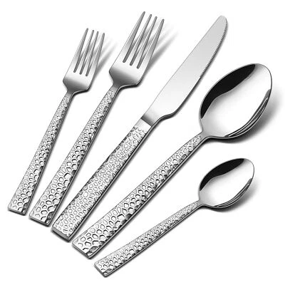 Besteck Set 30-teilig Edelstahl poliert Besteckset für 6 Personen Gehämmertes... - Bild 1 von 4
