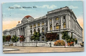 Postal de la Biblioteca Pública de Milwaukee Wisconsin c1916 - Imagen 1 de 2
