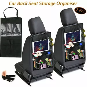 2 x Car Back Seat Organiser Tablet Holder Storage Kick Mats Kids Toys Pockets - Picture 1 of 17